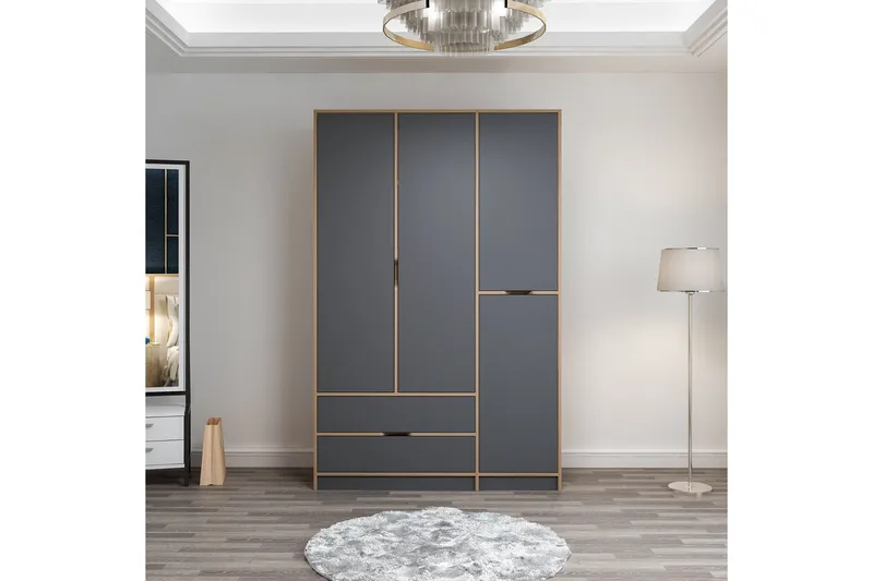 Munna Garderobe 140x208 cm - Antrasitt - Oppbevaring - Klesoppbevaring - Garderober & garderobesystem