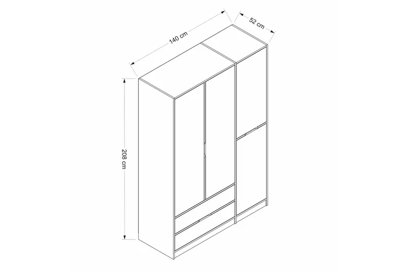 Munna Garderobe 140x208 cm - Hvit - Oppbevaring - Klesoppbevaring - Garderober & garderobesystem