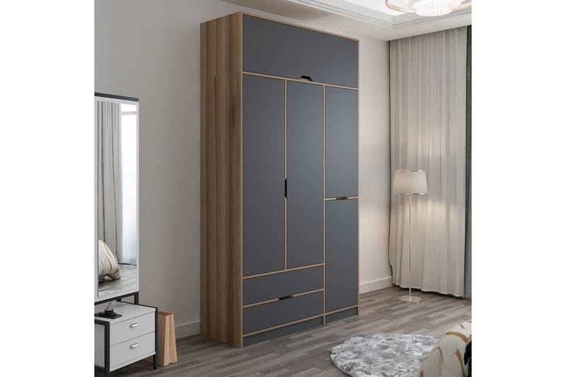 Munna Garderobe 140x253 cm - Antrasitt - Oppbevaring - Klesoppbevaring - Garderober & garderobesystem