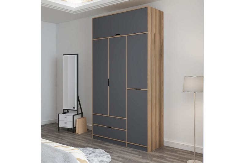 Munna Garderobe 140x253 cm - Antrasitt - Oppbevaring - Klesoppbevaring - Garderober & garderobesystem