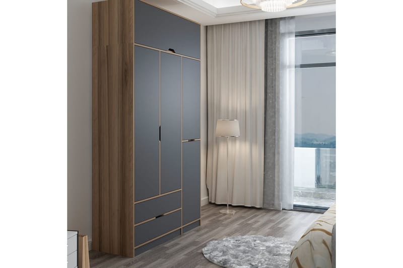 Munna Garderobe 140x253 cm - Antrasitt - Oppbevaring - Klesoppbevaring - Garderober & garderobesystem