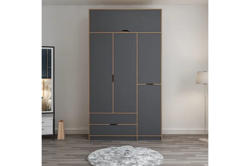 Munna Garderobe 140x253 cm - Antrasitt - Oppbevaring - Klesoppbevaring - Garderober & garderobesystem