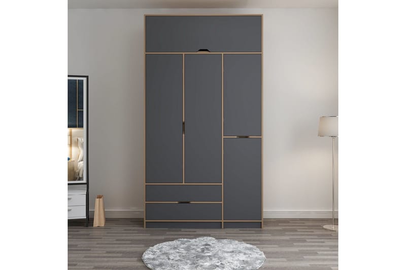 Munna Garderobe 140x253 cm - Antrasitt - Oppbevaring - Klesoppbevaring - Garderober & garderobesystem