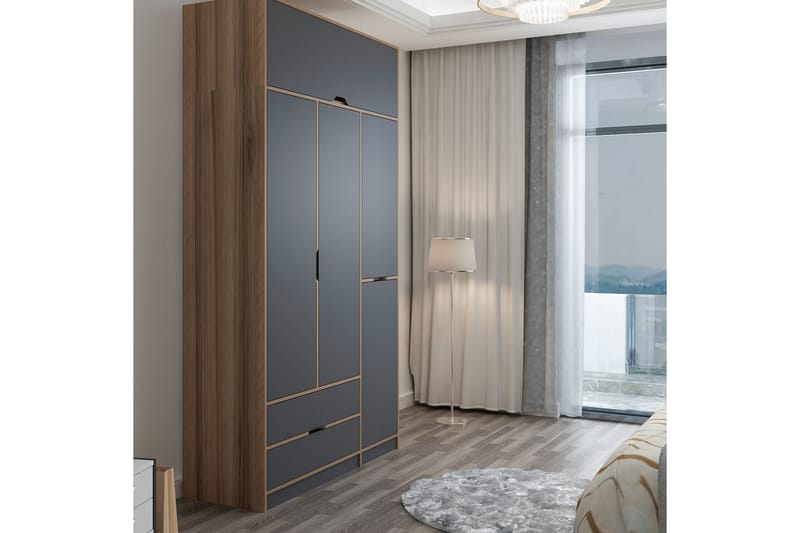 Munna Garderobe 140x253 cm - Antrasitt - Oppbevaring - Klesoppbevaring - Garderober & garderobesystem