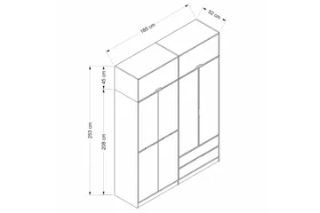 Munna Garderobe 185x253 cm - Antrasitt - Oppbevaring - Klesoppbevaring - Garderober & garderobesystem