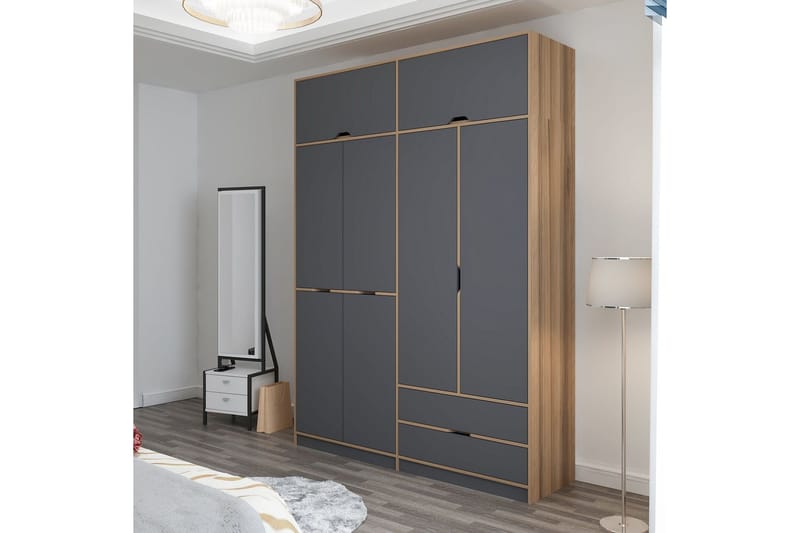 Munna Garderobe 185x253 cm - Antrasitt - Oppbevaring - Klesoppbevaring - Garderober & garderobesystem