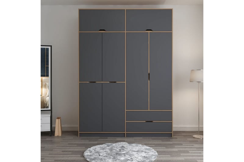 Munna Garderobe 185x253 cm - Antrasitt - Oppbevaring - Klesoppbevaring - Garderober & garderobesystem