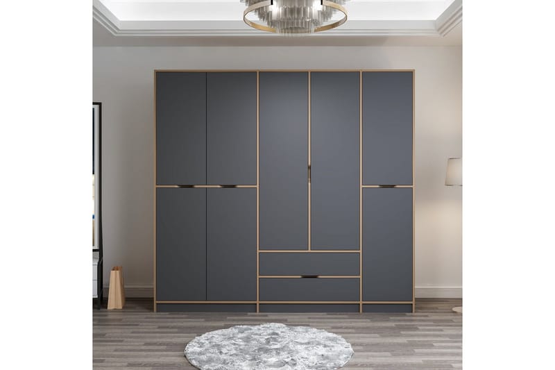 Munna Garderobe 232x208 cm - Antrasitt - Oppbevaring - Klesoppbevaring - Garderober & garderobesystem