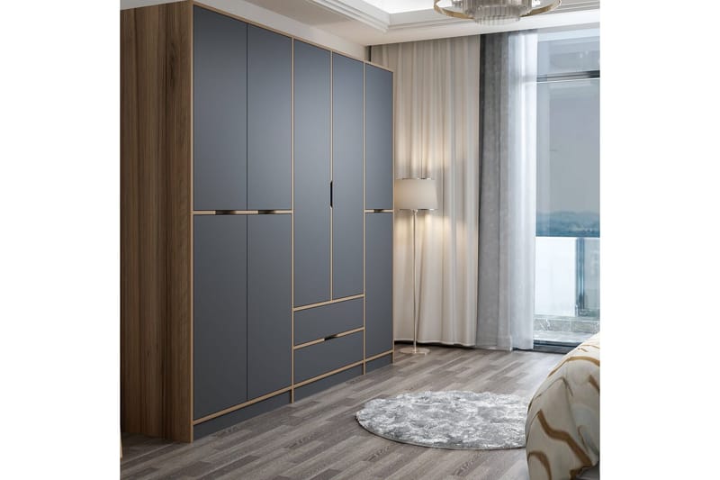 Munna Garderobe 232x208 cm - Antrasitt - Oppbevaring - Klesoppbevaring - Garderober & garderobesystem