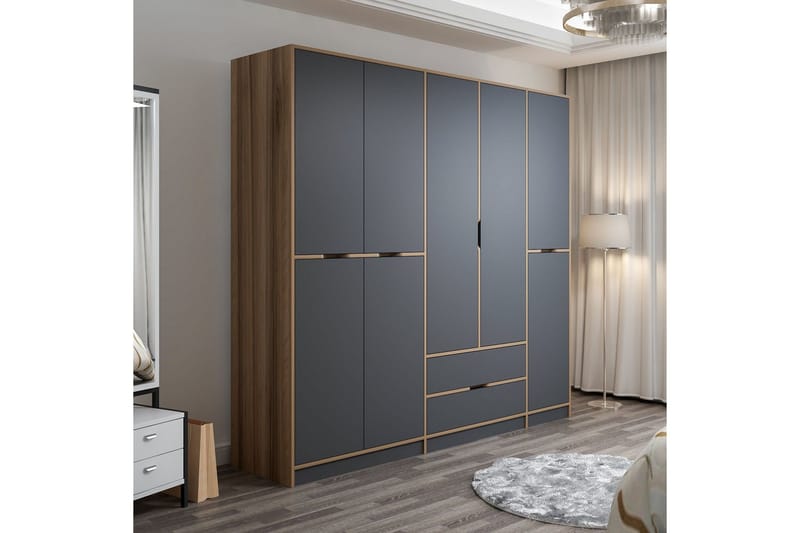 Munna Garderobe 232x208 cm - Antrasitt - Oppbevaring - Klesoppbevaring - Garderober & garderobesystem