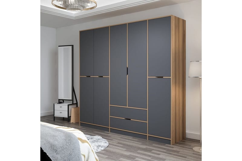 Munna Garderobe 232x208 cm - Antrasitt - Oppbevaring - Klesoppbevaring - Garderober & garderobesystem