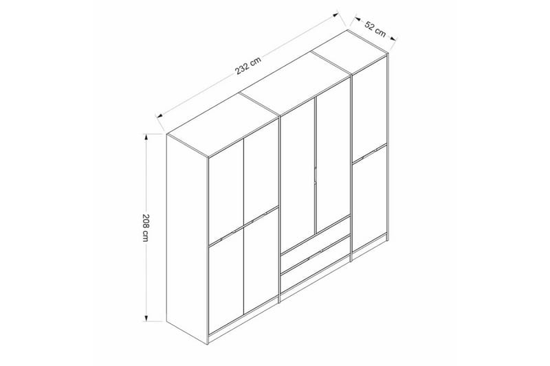 Munna Garderobe 232x208 cm - Hvit - Oppbevaring - Klesoppbevaring - Garderober & garderobesystem