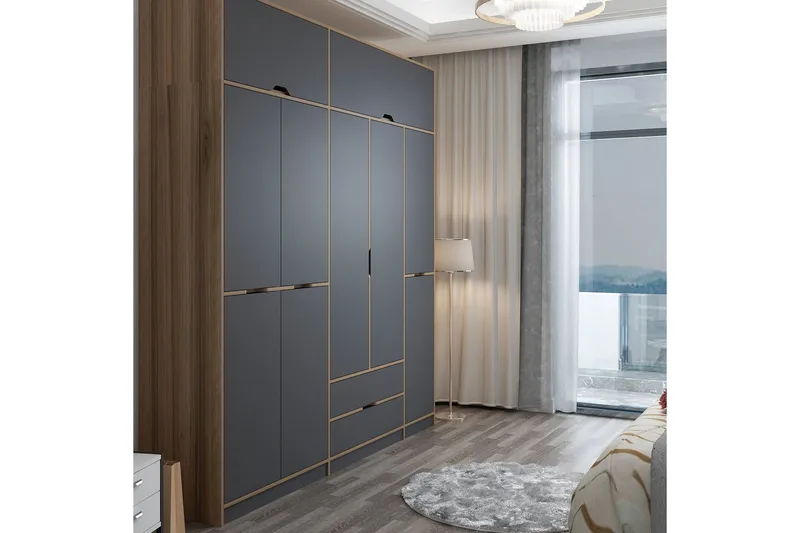 Munna Garderobe 232x253 cm - Antrasitt - Oppbevaring - Klesoppbevaring - Garderober & garderobesystem