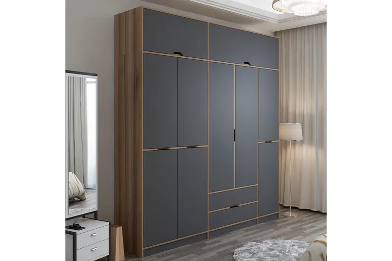 Munna Garderobe 232x253 cm - Antrasitt - Oppbevaring - Klesoppbevaring - Garderober & garderobesystem