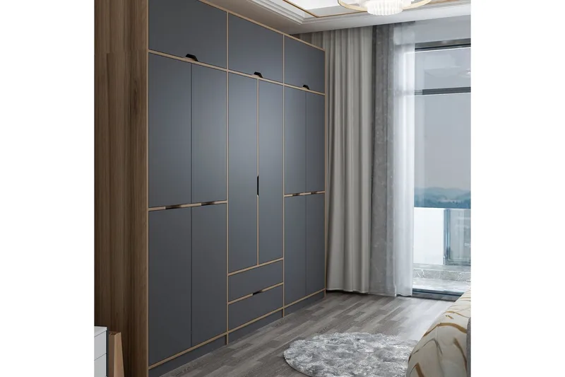 Munna Garderobe 277x253 cm - Antrasitt - Oppbevaring - Klesoppbevaring - Garderober & garderobesystem