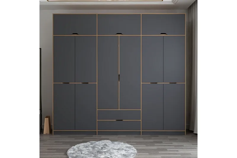 Munna Garderobe 277x253 cm - Antrasitt - Oppbevaring - Klesoppbevaring - Garderober & garderobesystem