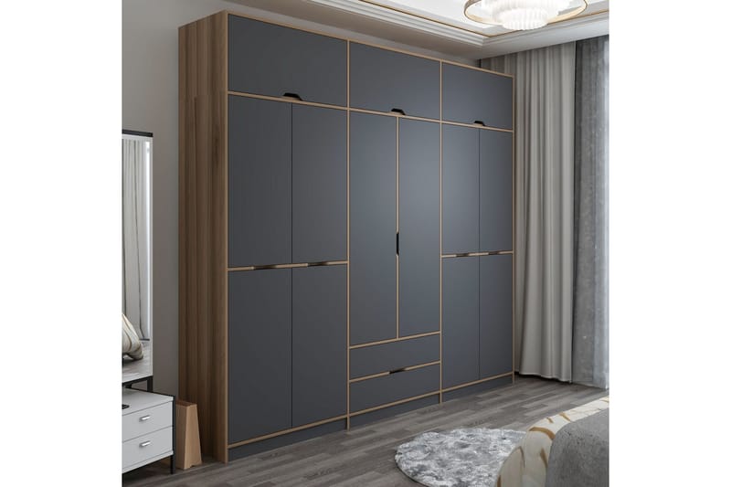 Munna Garderobe 277x253 cm - Antrasitt - Oppbevaring - Klesoppbevaring - Garderober & garderobesystem