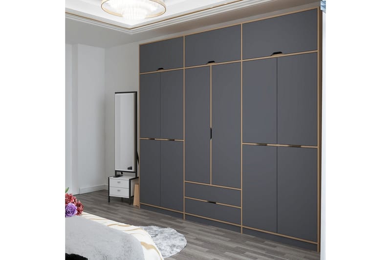 Munna Garderobe 277x253 cm - Antrasitt - Oppbevaring - Klesoppbevaring - Garderober & garderobesystem