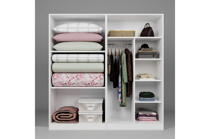 Nagouri Garderobe 188x190 cm - Hvit - Oppbevaring - Klesoppbevaring - Garderober & garderobesystem