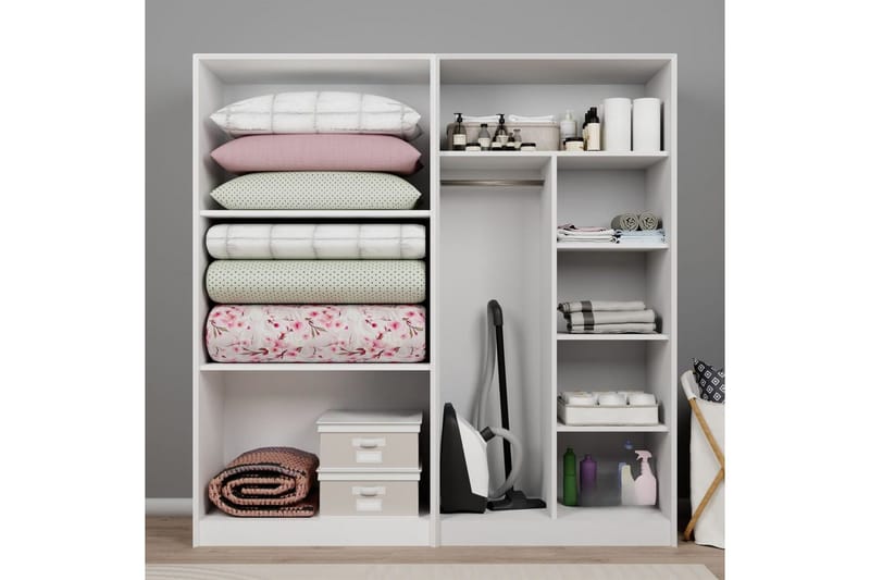 Nagouri Garderobe 188x190 cm - Hvit - Oppbevaring - Klesoppbevaring - Garderober & garderobesystem