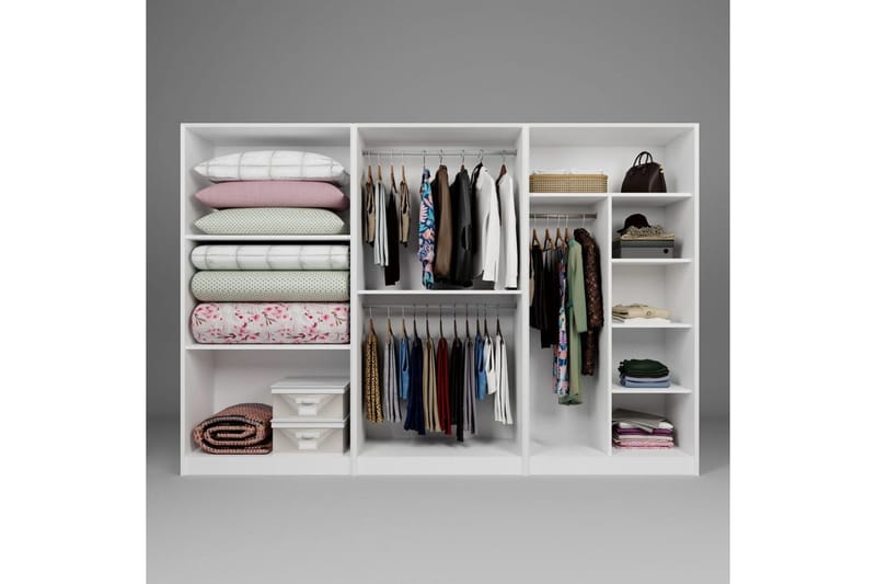 Nagouri Garderobe 280x190 cm - Hvit - Oppbevaring - Klesoppbevaring - Garderober & garderobesystem