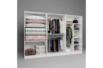 Nagouri Garderobe 280x190 cm - Hvit - Oppbevaring - Klesoppbevaring - Garderober & garderobesystem