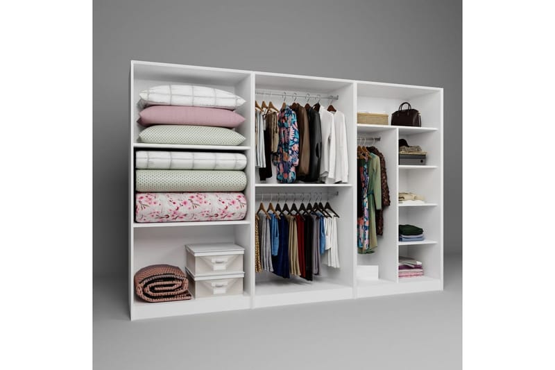 Nagouri Garderobe 280x190 cm - Hvit - Oppbevaring - Klesoppbevaring - Garderober & garderobesystem