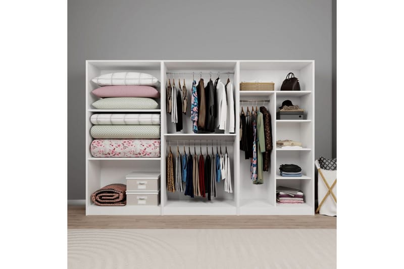 Nagouri Garderobe 280x190 cm - Hvit - Oppbevaring - Klesoppbevaring - Garderober & garderobesystem