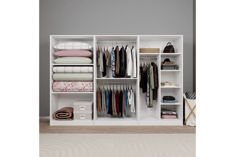 Nagouri Garderobe 280x190 cm - Hvit - Oppbevaring - Klesoppbevaring - Garderober & garderobesystem