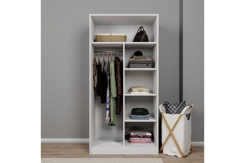 Nagouri Garderobe 94x190 cm - Hvit - Oppbevaring - Klesoppbevaring - Garderober & garderobesystem