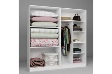 Nagouri Garderobe med Skuffer 188x190 cm i Tre - Hvit - Oppbevaring - Klesoppbevaring - Garderober & garderobesystem
