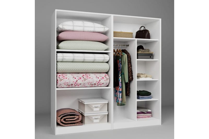 Nagouri Garderobe med Skuffer 188x190 cm i Tre - Hvit - Oppbevaring - Klesoppbevaring - Garderober & garderobesystem