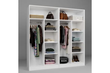 Nagouri Garderobe med Skuffer 188x190 cm i Tre - Hvit - Oppbevaring - Klesoppbevaring - Garderober & garderobesystem