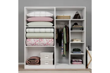 Nagouri Garderobe med Skuffer 188x190 cm i Tre - Hvit - Oppbevaring - Klesoppbevaring - Garderober & garderobesystem