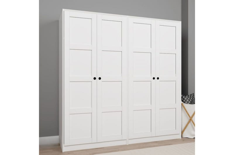 Nagouri Garderobe med Skuffer 188x190 cm i Tre - Hvit - Oppbevaring - Klesoppbevaring - Garderober & garderobesystem