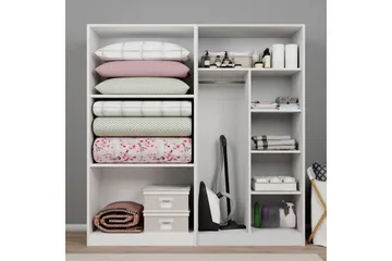 Nagouri Garderobe med Skuffer 188x190 cm i Tre - Hvit - Oppbevaring - Klesoppbevaring - Garderober & garderobesystem
