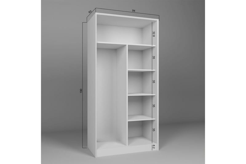 Nagouri Garderobe til Gang 94x190 cm i Malt Tre - Hvit - Oppbevaring - Klesoppbevaring - Garderober & garderobesystem