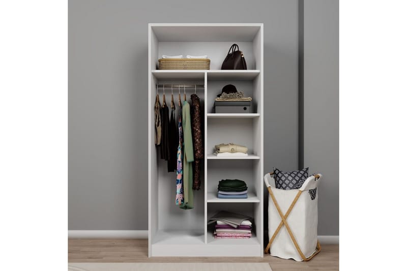Nagouri Garderobe til Gang 94x190 cm i Malt Tre - Hvit - Oppbevaring - Klesoppbevaring - Garderober & garderobesystem