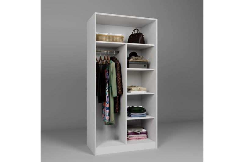 Nagouri Garderobe til Gang 94x190 cm i Malt Tre - Hvit - Oppbevaring - Klesoppbevaring - Garderober & garderobesystem