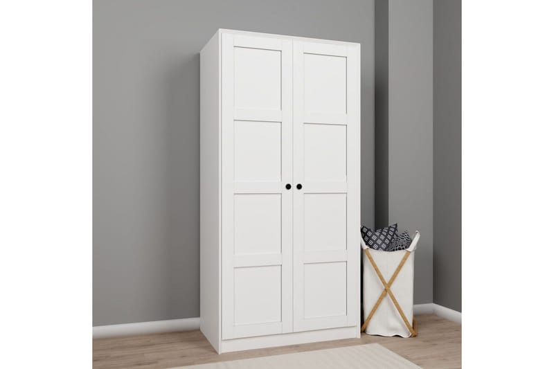 Nagouri Garderobe til Gang 94x190 cm i Malt Tre - Hvit - Oppbevaring - Klesoppbevaring - Garderober & garderobesystem