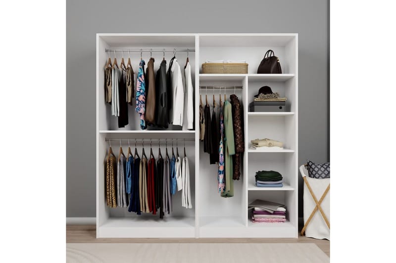 Nagouri Garderobesskåp 188x190 cm - Hvit - Oppbevaring - Klesoppbevaring - Garderober & garderobesystem - Garderobeskap & klesskap