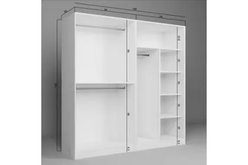 Nagouri Garderobesskåp 188x190 cm - Hvit - Oppbevaring - Klesoppbevaring - Garderober & garderobesystem - Garderobeskap & klesskap