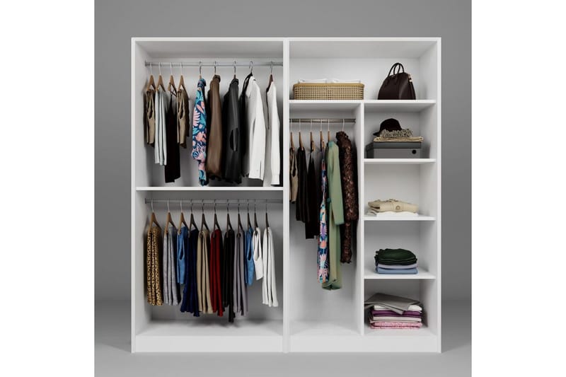Nagouri Garderobesskåp 188x190 cm - Hvit - Oppbevaring - Klesoppbevaring - Garderober & garderobesystem - Garderobeskap & klesskap