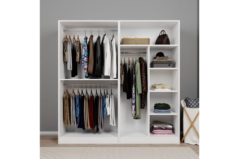 Nagouri Garderobesskåp 188x190 cm - Hvit - Oppbevaring - Klesoppbevaring - Garderober & garderobesystem - Garderobeskap & klesskap