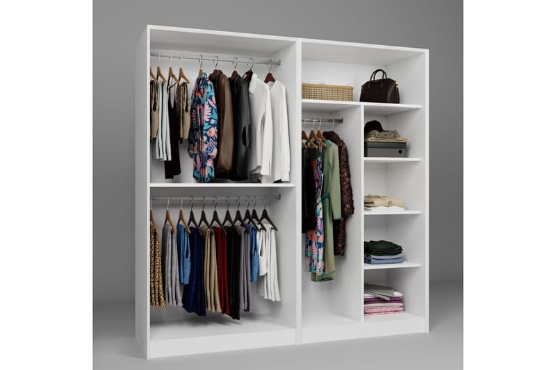 Nagouri Garderobesskåp 188x190 cm - Hvit - Oppbevaring - Klesoppbevaring - Garderober & garderobesystem - Garderobeskap & klesskap