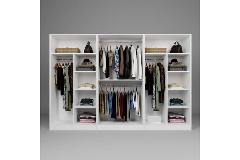 Nagouri Garderobesskåp 280x190 cm - Hvit - Oppbevaring - Klesoppbevaring - Garderober & garderobesystem - Garderobeskap & klesskap