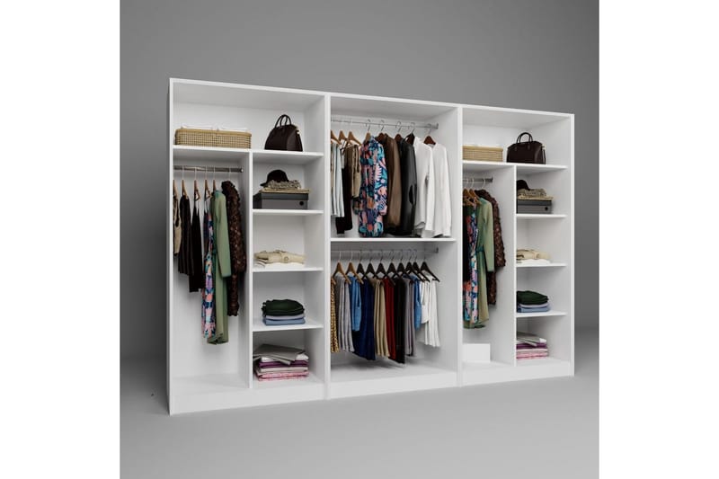 Nagouri Garderobesskåp 280x190 cm - Hvit - Oppbevaring - Klesoppbevaring - Garderober & garderobesystem - Garderobeskap & klesskap