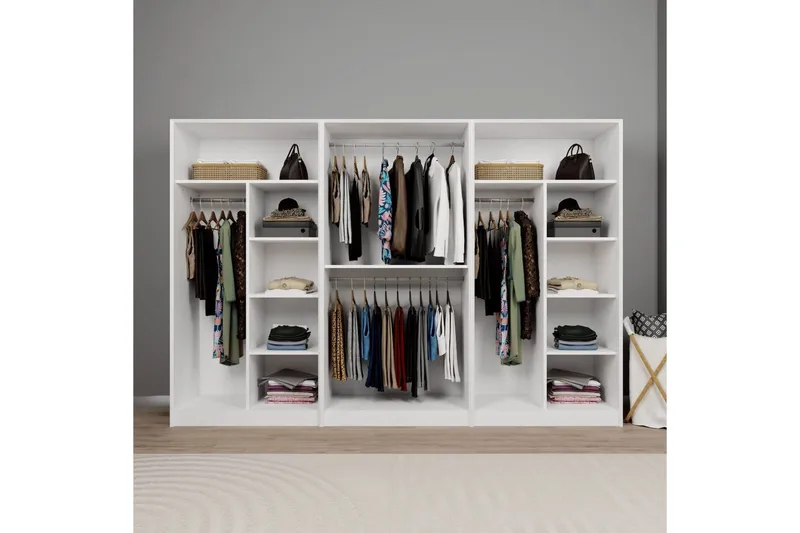 Nagouri Garderobesskåp 280x190 cm - Hvit - Oppbevaring - Klesoppbevaring - Garderober & garderobesystem - Garderobeskap & klesskap