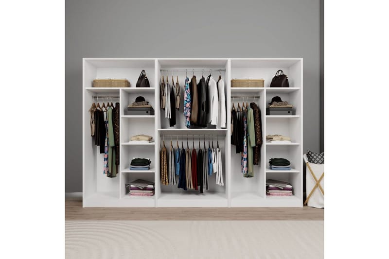 Nagouri Garderobesskåp 280x190 cm - Hvit - Oppbevaring - Klesoppbevaring - Garderober & garderobesystem - Garderobeskap & klesskap