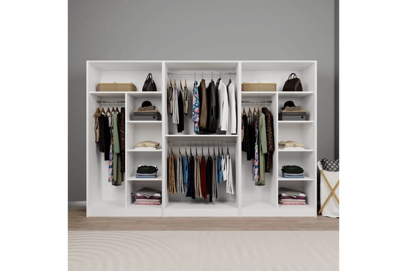 Nagouri Garderobesskåp 280x190 cm - Hvit - Oppbevaring - Klesoppbevaring - Garderober & garderobesystem - Garderobeskap & klesskap
